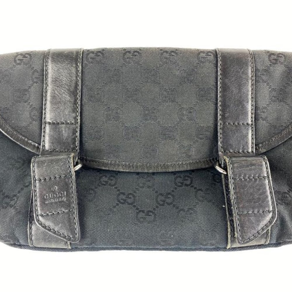 Gucci Black Monogram GG Waist Bag Fanny Pack Belt